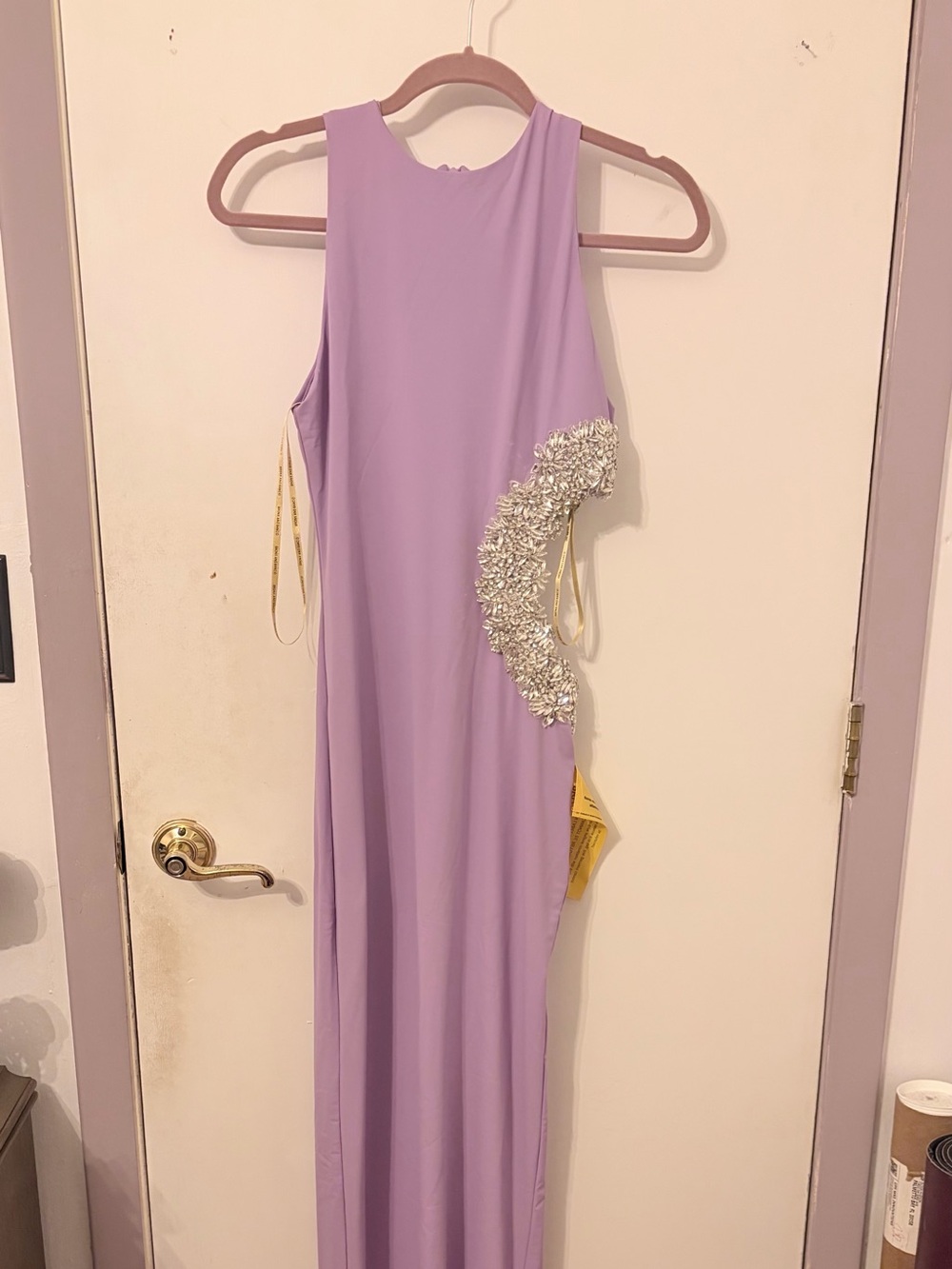 Bronx and Banco Lilac Cutout Embellished Evening Gown - Picture 2 of 8